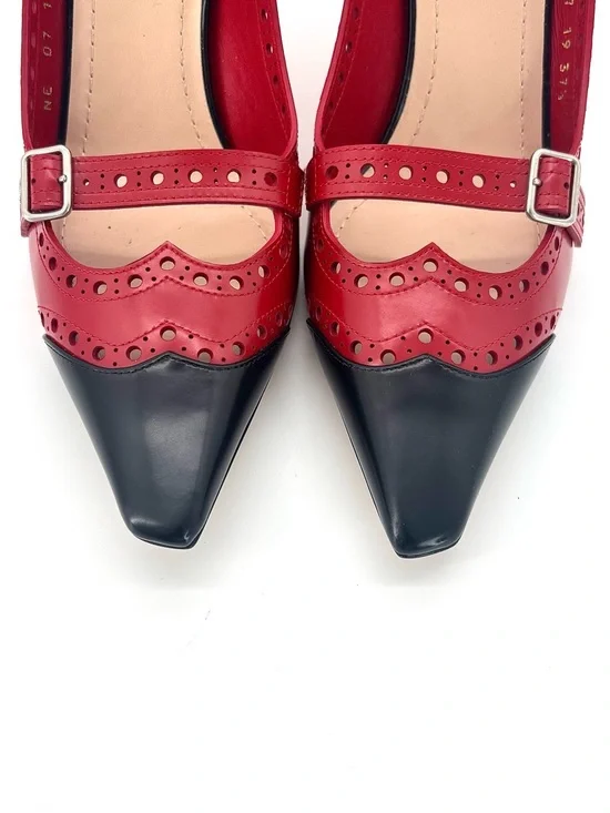 Christian Dior Spectadior Buckle Brogue Maryjane Cap Toe Pointed Toe Pumps 37.5 - Picture 6 of 9